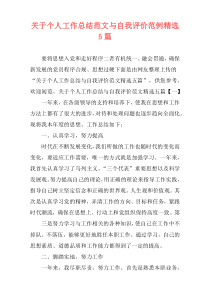 关于个人工作总结范文与自我评价范例精选5篇