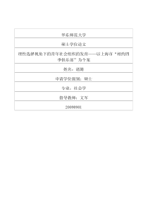 硕士论文-理性选择视角下的青年社会组织的发育