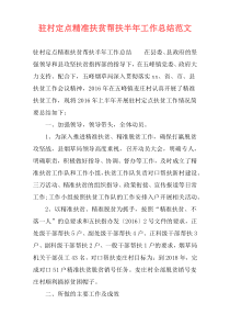 驻村定点精准扶贫帮扶半年工作总结范文