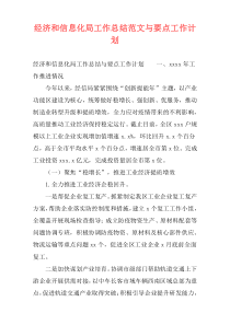 经济和信息化局工作总结范文与要点工作计划