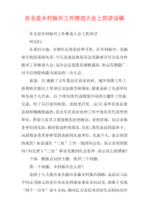 在全县乡村振兴工作推进大会上的讲话稿