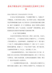 县电子商务全年工作总结范文及来年工作计划