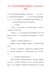 关于行政审批局营商环境建设工作总结范文范例