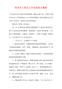 财务员工职业工作总结范文最新