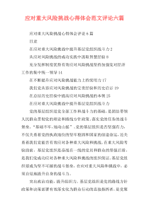 应对重大风险挑战心得体会范文评论六篇