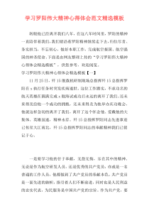 学习罗阳伟大精神心得体会范文精选模板