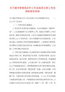 关于城市管理局全年工作总结范文和工作安排的报告范例