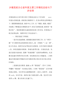 乡镇党政办公室年度主要工作情况总结与下步安排
