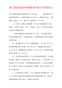 镇三级便民服务体系建设年度工作总结范文