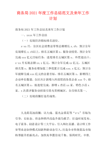 商务局2021年度工作总结范文及来年工作计划