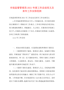 市场监督管理局2021年度工作总结范文及来年工作安排范例