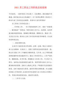 2021员工职业工作阶段总结范例
