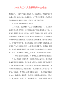 2021员工个人在职期间体会总结