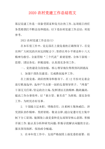 2020农村党建工作总结范文