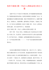党员干部观《第一书记》心得体会范文范文5篇
