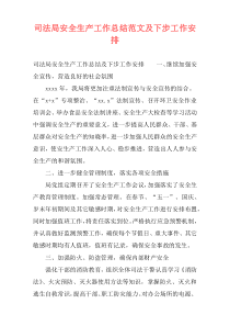 司法局安全生产工作总结范文及下步工作安排