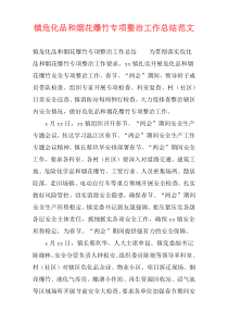 镇危化品和烟花爆竹专项整治工作总结范文