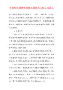 农经局农村集体经济发展要点工作总结范文
