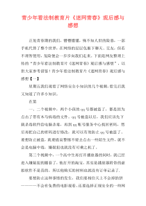 青少年看法制教育片《迷网青春》观后感与感想
