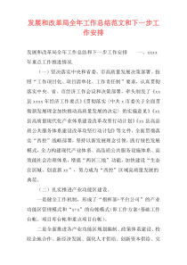 发展和改革局全年工作总结范文和下一步工作安排