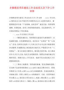 乡镇推进项目建设工作总结范文及下步工作安排