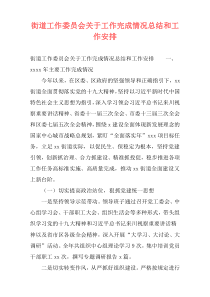 街道工作委员会关于工作完成情况总结和工作安排