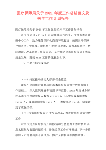 医疗保障局关于2021年度工作总结范文及来年工作计划报告