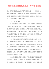 安办工作开展情况总结及下半年工作计划