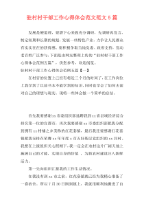 驻村村干部工作心得体会范文范文5篇