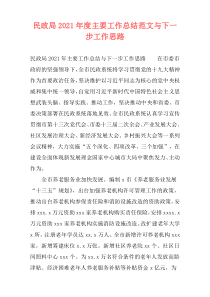 民政局2021年度主要工作总结范文与下一步工作思路