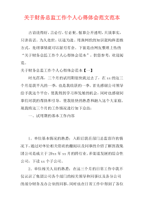 关于财务总监工作个人心得体会范文范本