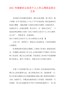 2021年度新任公务员个人工作心得体会范文文本