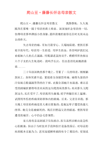 爬山豆·藤藤长怀念母亲散文