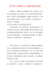 关于护士长进修个人心得体会范文范本
