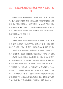 2021年度文化旅游项目策划方案（实例）五篇
