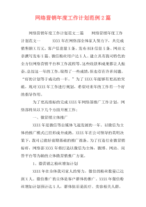 网络营销年度工作计划范例2篇
