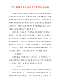 2021年度民主生活会自我批评材料合集