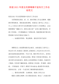 街道2021年度全民禁毒集中宣传月工作总结范文