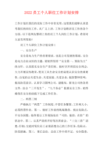 2022员工个人职位工作计划安排