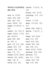 考研词汇中比较难背的580个单词