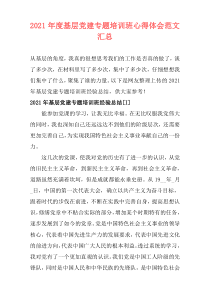 2021年度基层党建专题培训班心得体会范文汇总