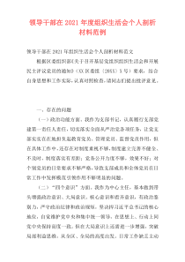 领导干部在2021年度组织生活会个人剖析材料范例