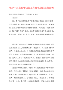 领导干部在疫情防控工作会议上的发言范例