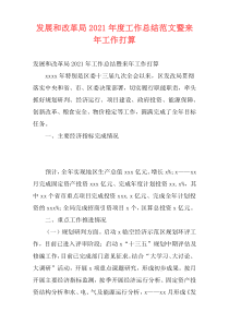 发展和改革局2021年度工作总结范文暨来年工作打算