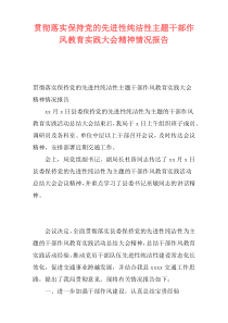 贯彻落实保持党的先进性纯洁性主题干部作风教育实践大会精神情况报告