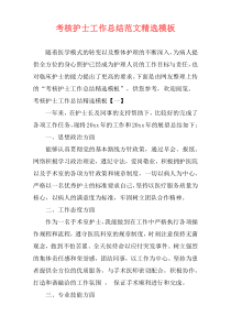 考核护士工作总结范文精选模板