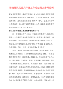 精编部队义务兵年度工作总结范文参考范例