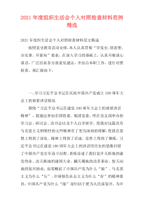 2021年度组织生活会个人对照检查材料范例精选
