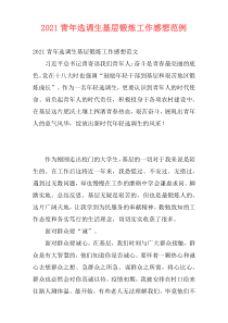 2021青年选调生基层锻炼工作感想范例