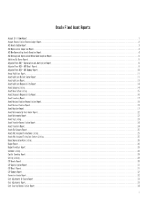 Oracle Fixed Asset Reports(固定资产模块报表)